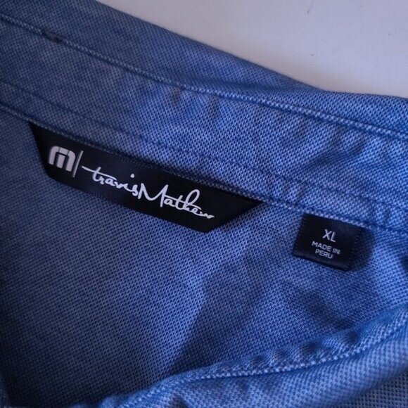 Travis Mathews Blue Printed Golf Polo Shirt Size XL - Picture 4 of 7